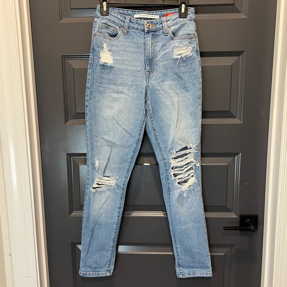 Celebrity Pink Women’s The Iconic High Rise Straight Leg Mom Jean
